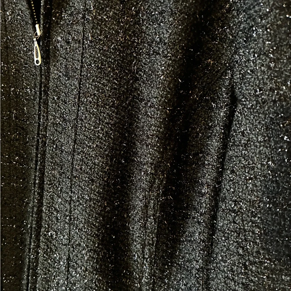 Christopher & Banks Black Sparkly Tweed Zip-Front Jacket - Fully Lined - Picture 5 of 9